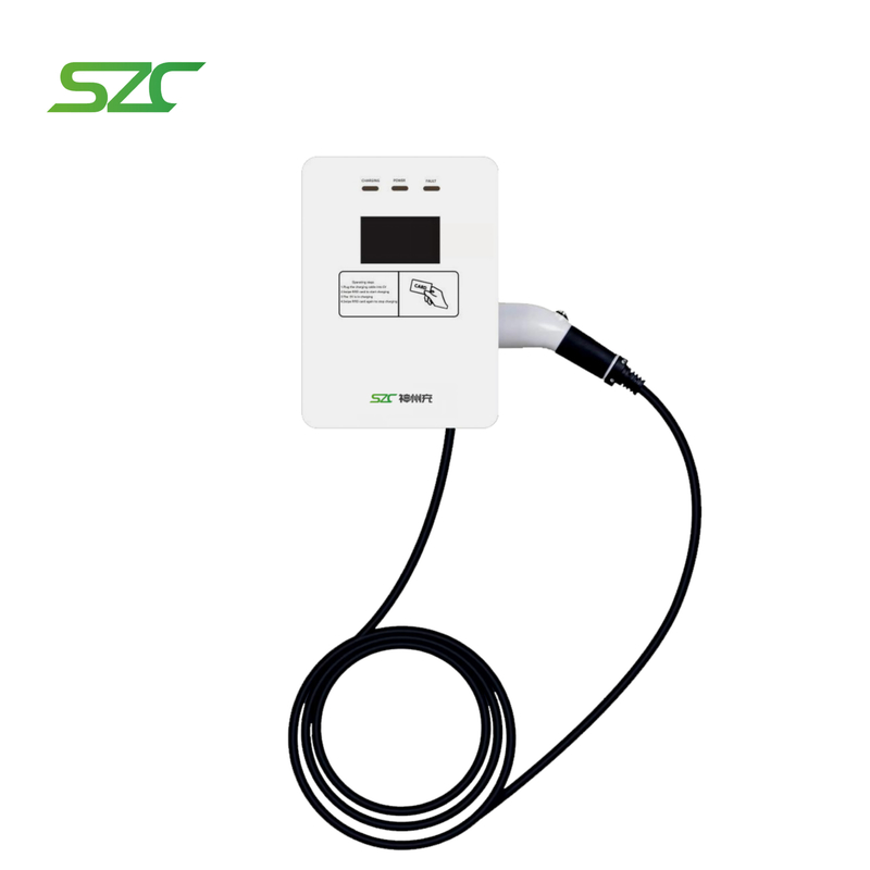 Customizable Type2 EU Plug SZC 7kW 11kW 22kW Beautiful Temper Glass EV Charger for Commercial in Indoor Parking Lots