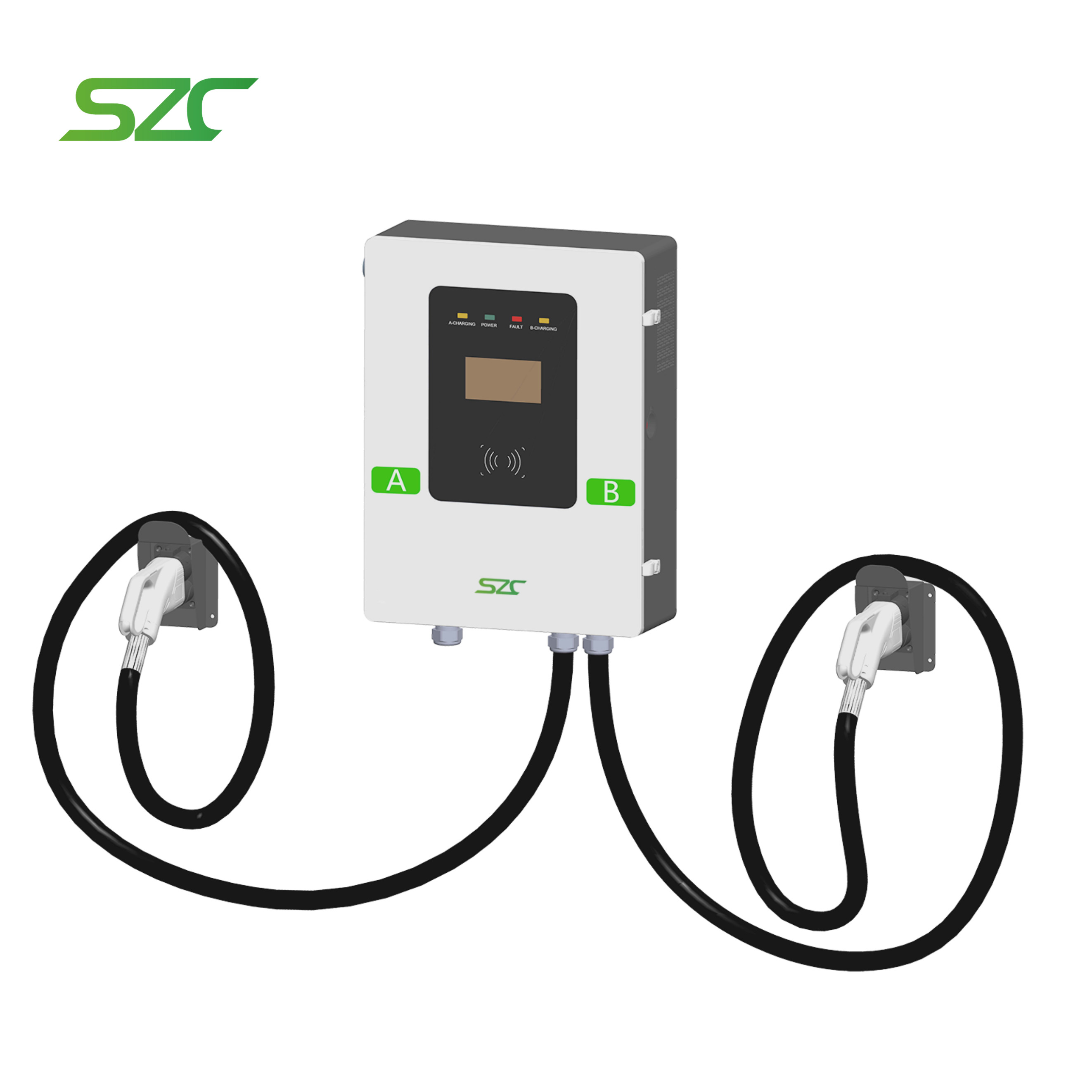 SZC DC Wallmounted EV Charger 40kW 60kW Galvanized Steel Material Project Bidding Charging Plie CCS2 With Double Guns