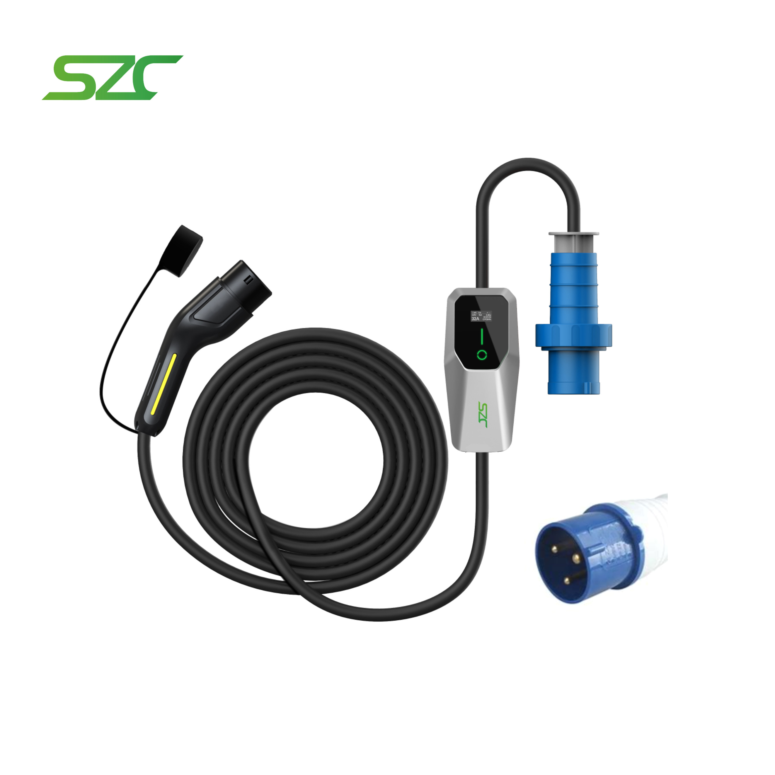 SZC 7kW Portable EV Charger Type2 Mennekes for Electric Car with 5M Cable Industrial Plug Easy to Carry